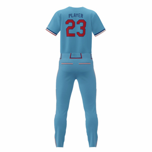 Uniforme de baseball bleu clair personnalisé pour homme, manches courtes, col rond, numéro 23 brodé, polyester respirant, vêtements toutes saisons - Product Image 2