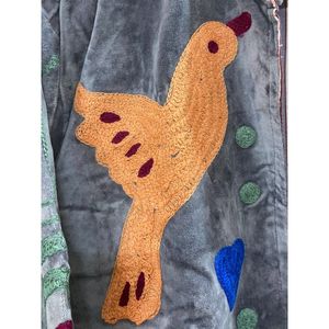 Hand Embroidered 100% Cotton <b>Velvet</b> Jacket <b>Women</b> Mandarin Collar Full Sleeve Floral Pattern Spring Bohemian Style <b>Coat</b> - Product Image 4