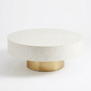 Mesa de Centro Vintage con Incrustaciones de Hueso, Personalizada en Resina Blanca Crema y Madera, para Sala de Estar, Venta al por Mayor, Artesanía Floral India, OEM - Product Image 3