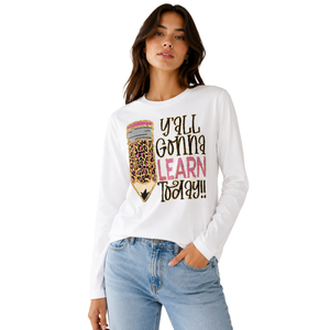 White Custom <b>Sequin</b> Embroidery Back to School Crew Neck Loose Fit Cotton Casual Spring/Summer Women's <b>T</b>-<b>shirt</b> Fit for All Season - Product Image 1