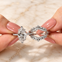 Bague en diamant de laboratoire taille marquise certifiée IGI, or blanc de luxe, diamant de laboratoire VVS, ensemble de bagues de mariée, bijoux fins pour femmes