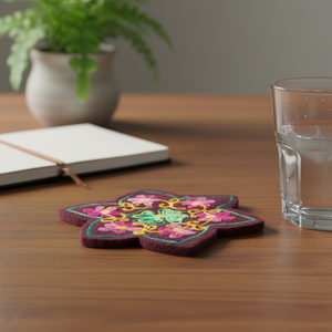Sous-verre en feutre floral pour boissons – Tapis et dessous de verre élégants pour la maison ou le bureau - Product Image 3