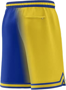 Men's Blue Yellow Gradient Mesh Basketball Shorts Drawstring Closure Breathable Regular Fit Summer Sport Apparel With Pockets - Product Image 3