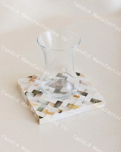 Jarrón Decorativo de Vidrio Rectangular con Incrustaciones de Madreperla, Taza Ornamental para Decoración de Mesa en Hogar o Cafetería - Product Image 2