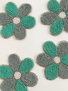 Handmade Beaded Flower Coaster Set Of 6 Reusable Bar Mats Classic <b>Drinkware</b> <b>Accessories</b> For Home Use - Product Image 4