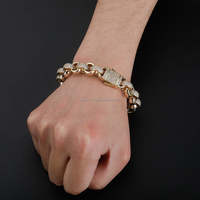 RB GEMS Joyería Hip Hop Miami, Pulsera de Cadena Cubana con Diamantes Tallados en Corazón de 20mm, Chapado en Oro Sólido de 14K, Certificado GIA
