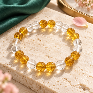 Gold Plated Quartz <b>Beaded</b> <b>Bracelet</b> with Ball Shape and Bezel Setting Trendy Women's Everyday Wear Gift - Product Image 5