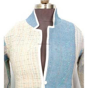 New Arrival Indian Handmade Cotton Patchwork Multicolor <b>Kantha</b> <b>Jacket</b> with pocket & button decorateEthnic Style for casual wear - Product Image 2
