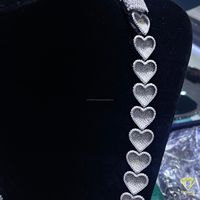 Collar de tenis de corazón premium con incrustaciones de moissanita VVS y plata de ley 925 para mujer