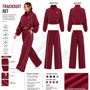 Conjunto Deportivo de Invierno para Mujer, Chaqueta Corta con Capucha, Ligero y Ecológico, en Nailon Estampado, Venta al Por Mayor - Product Image 4