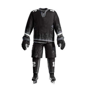 Custom <b>Ice</b> Hockey Jersey and Pants Set Sublimated Print Moisture Wicking Full Sleeve Men's Athletic Uniform White Black Green - Product Image 3