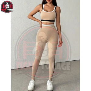 Conjunto Deportivo Casual de Dos Piezas, Top Corto y Pantalones con Bloques de Color, Bra Deportivo Transpirable y Leggings de Cintura Alta - Product Image 5