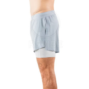 Workout Gym <b>Shorts</b> for <b>Men</b> High Quality 2 1 Solid Breathable Eco-Friendly Spandex/Polyester <b>Elastic</b> Waist Customizable Fitness - Product Image 3