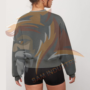 Sweat-shirts surdimensionnés personnalisés en coton molletonné de haute qualité pour femmes, couleur personnalisable - Product Image 2