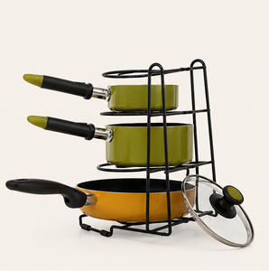 4-Tier Pot and Pan Organizer <b>Rack</b> Adjustable Metal Cookware <b>Storage</b> Stand & Lid Holder for <b>Kitchen</b> Cabinet and Countertop - Product Image 1