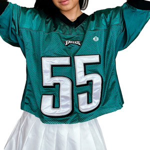 Camiseta Deportiva Verde para Mujer, Estilo Urbano, Malla Transpirable, Bordado de Número Personalizado, para Fútbol Americano, Marca Privada OEM - Product Image 4
