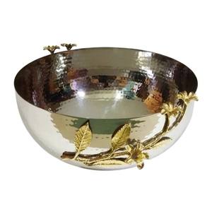 Accesorios para el Hogar al por Mayor, Tazón Decorativo de Aluminio Plateado con Diseño de Orquídea, Centro de Mesa de Metal, Decoración Floral Moderna para el Hogar - Product Image 2