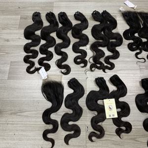 Super doble dibujado cutícula alineada extensiones de cabello humano paquete de ondas del cuerpo pelo de trama cruda terminaciones de alta calidad - Product Image 5