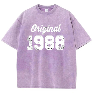 T-shirt original pour homme à manches courtes et col rond, taille plus, 100 % coton jersey respirant, imprimé numérique, motif lettres sur le devant, 1988, 100 - Product Image 3