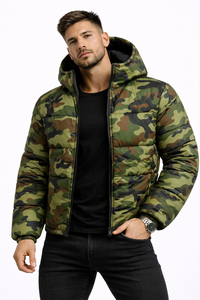 Chaqueta Acolchada con Capucha Verde para Hombre, Impermeable, Transpirable, Ecológica, con Forro de Algodón, para Invierno - Product Image 2