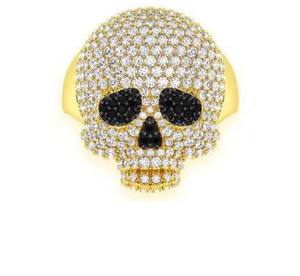 Bague de luxe tête de mort pour homme, style hip-hop glacé, en argent 925, finition or 10K 14K, bijou de mode imposant, cadeau - Product Image 1