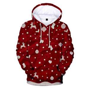 Men's Red <b>Christmas</b> Reindeer Printed Hoodie Casual Pullover Sweatshirt with Pocket Winter Graphic Top - Product Image 1