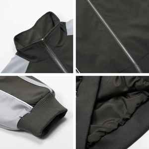 Survêtement coupe-vent avec panneaux réfléchissants de différentes couleurs, pantalon et veste, 100% polyester, imperméable, sportif, léger pour l'hiver - Product Image 2
