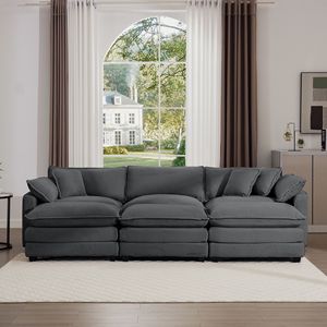 Divano Angolare Modulare Oversize a L con Cuscini, Pouf Portatile con Schienale Basso e Seduta Profonda per Casa o Appartamento - Product Image 2