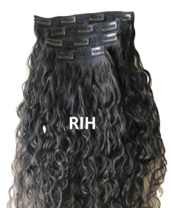 Solo donante 100% Crudo Sin procesar Cutícula Alineada Longitud larga 200 Gramos Remy Humano Natural Rizado Clip Wave Wefted Bundle - Product Image 4