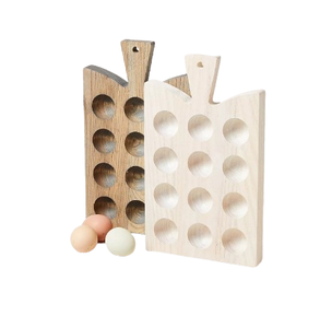 Handmade Wooden <b>Egg</b> Holder Rack Brown White Color Portable <b>Egg</b> Tray Indian Exporter <b>Egg</b> <b>Storage</b> Display Organization - Product Image 1