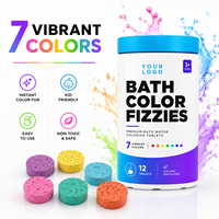 Lot de 12 bombes de bain arc-en-ciel de luxe parfumées à la noix de coco bio pour enfants, emballage personnalisé en gros