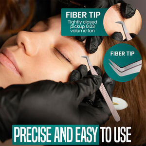 MAHFOOZ INSTRUMENTS Nouvel ensemble de pinces à cils en acier inoxydable couleur argent pour extensions de cils russes, en vente - Product Image 6