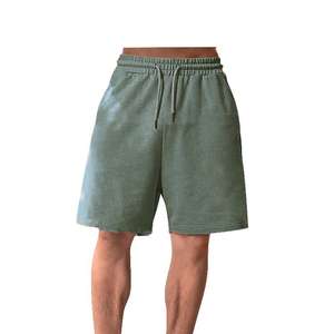 Pantalones Cortos Deportivos de Cintura Media para Hombre, Tejido Sólido, Elásticos, Casuales, para Gimnasio, Playa, 100% Algodón, Transpirables, con Bolsillos - Product Image 3