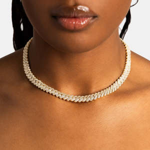 925 Sterling <b>Silver</b> VVS Moissanite Tennis Necklace Round Cut Luxury Diamond Look <b>Choker</b> Necklace for Women - Product Image 4