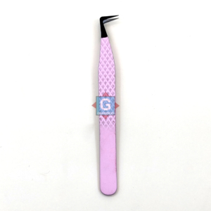 Pince à épiler pour extensions de cils, noire mate, avec embout en fibre rose, applicateur de cils, pince à épiler à pointe diamant pour extensions de cils - Product Image 2