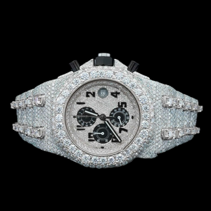 DiaDream Gems & Jewel Custom Chrono Full Iced Out Round Moissanite Diamond Classic Date Dial Features Diamond <b>Watch</b> <b>For</b> <b>Man</b> Gift - Product Image 5