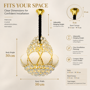 Modern Luxury Crown <b>Crystal</b> <b>Chandelier</b> With Gold Iron Frame And 15 E14 Sockets Adjustable Height For Dining Room - Product Image 3
