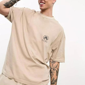เสื้อยืดคอตตอน 100% ทรงหลวม พิมพ์โลโก้ตามสั่ง ขายส่ง สำหรับผู้ชาย แขนสั้น สวมใส่สบาย - Product Image 4