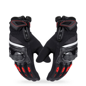 Guantes de invierno de cuero térmico al por mayor para motocicleta y scooter con agarres antideslizantes, ligeros, de dedo completo, unisex, con correa - Product Image 1