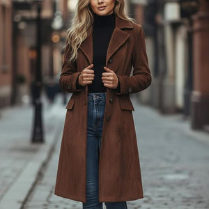 Abrigo largo de cuero genuino de gamuza para mujer, elegante prenda de invierno adecuada para el uso diario y un estilo de vida relajado. - Product Image 3