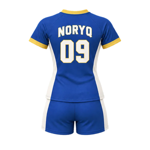 ชุดยูนิฟอร์มฟุตบอลหญิงลายทางแบบเรียว คอวี เสื้อเจอร์ซีย์แบบซับลิเมชั่น กางเกงขาสั้น ชุดทีมฟุตบอลสั่งทำพิเศษ ผ้าโพลีเอสเตอร์ 100% เป็นมิตรกับสิ่งแวดล้อม - Product Image 2
