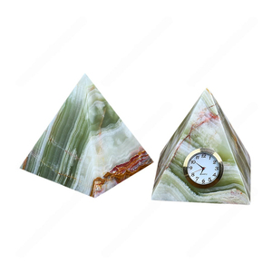 Triangle Marble Desk <b>Clock</b> With Quartz <b>Movement</b> Modern Decorative Multi-Green Onyx <b>Clock</b> Timepiece For Home Decoration - Product Image 5