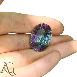 Topacio Místico Natural tallado con corte láser cóncavo, talla en intaglio, piedra preciosa suelta para fabricación de joyas, venta al por mayor, ovalado - Product Image 3