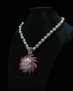 Collier pendentif en moissanite et perles, couleur or, avec breloque soleil, bijou statement pour femme - Product Image 1