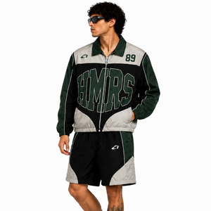 Nouvelle conception, qualité supérieure, survêtement d'été personnalisé avec logo, veste de sport légère en nylon, ensemble court coupe-vent 2 pièces pour hommes avec sweats à capuche - Product Image 6