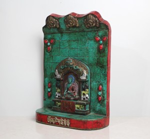 Estatua de Buda de Resina Estilo Tibetano Hecha a Mano para Altar |   Santuario Budista con Incrustaciones de Turquesa y Coral Sintético para Mesa - Product Image 4