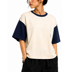 Custom Womens Boxy T Shirts Heavyweight Cotton Oversized Short Sleeve Casual Tee Wholesale OEM ODM Private Label Clothing Boxy - Product Image 2