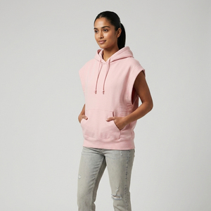 100% Polyester Women's Gym Wear Sleeveless Hoodie Ladies Workout Pullover Hooded <b>Top</b> Sportswear Jogging Hooded Tank <b>Top</b> Women's - Product Image 3