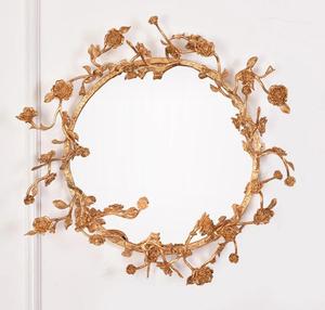 Miroir mural rond en laiton avec motif floral, cadre décoratif traditionnel fait main pour salon et chambre à coucher - Product Image 2