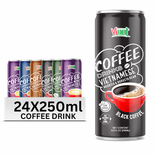 กาแฟดำอาราบิก้าและโรบัสต้า 250 มล. รับผลิตแบบ OEM ODM แบรนด์ส่วนตัว ผู้ผลิตเครื่องดื่ม ปราศจาก GMO ปราศจากนม ปราศจากกลูเตน - Product Image 1